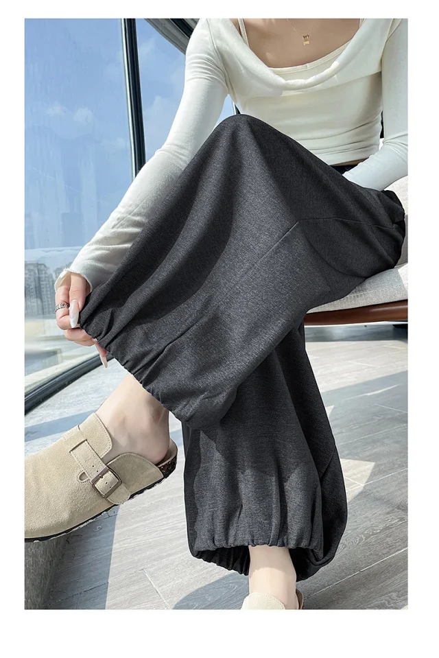 Women's Blue Soft Denim High-waisted Wide-leg Pants Detail
