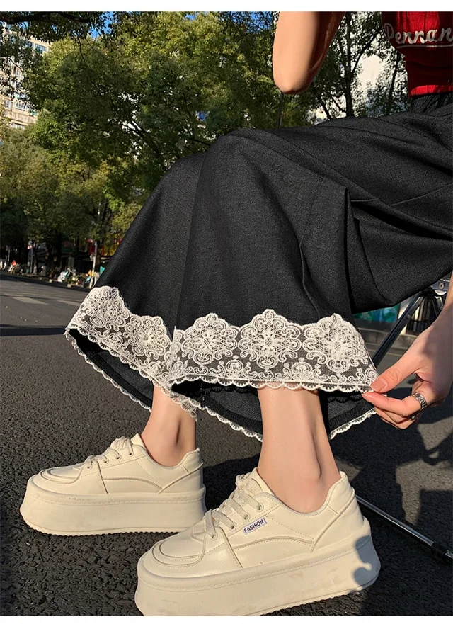 Women's 2025 Spring Lace Wide-leg Pants Detail
