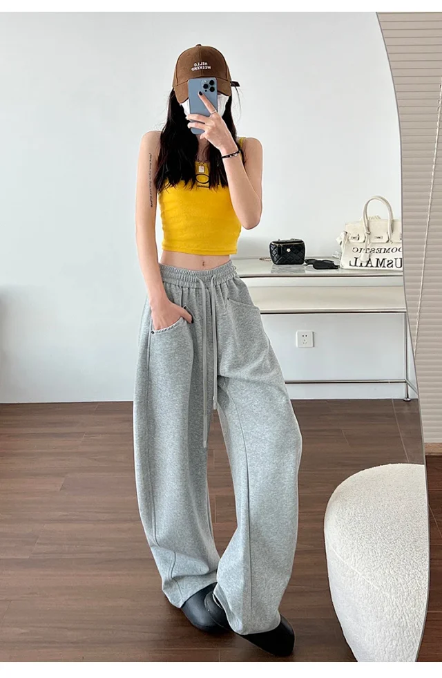 2025 New Fall Banana Pants for Petite Women - Cream High - Waist Wide - Leg Detail