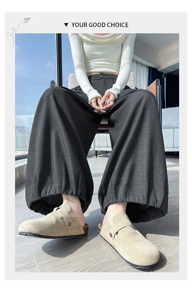 Women's Blue Soft Denim High-waisted Wide-leg Pants Detail