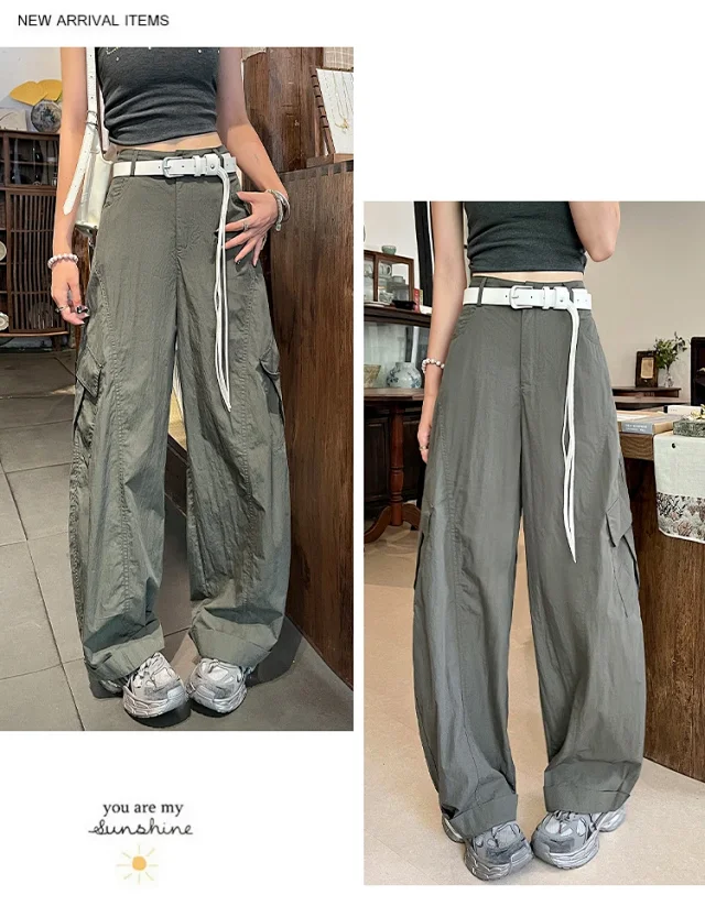 American Style High-Waist Cargo Pants for Women Detail