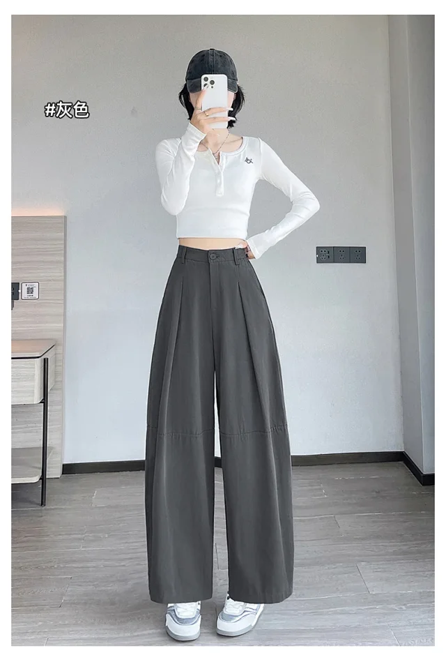 2025 Early Fall Korean Wide - leg Pants Detail