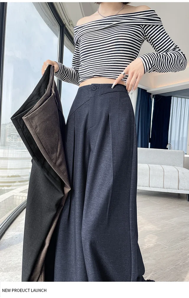Old Money Style Denim Wide-Leg Pants 2025 Fall Detail