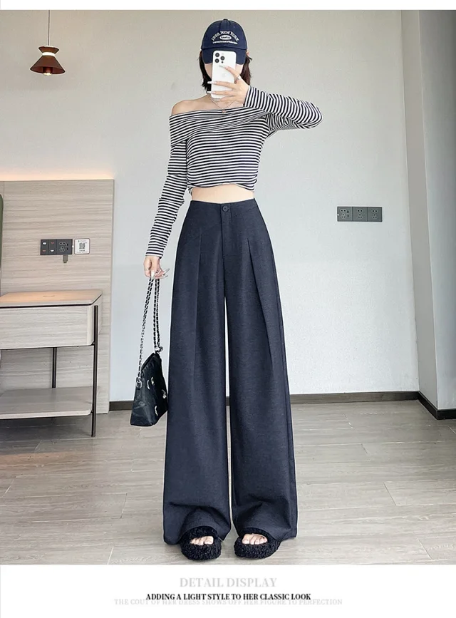 Old Money Style Denim Wide-Leg Pants 2025 Fall Detail
