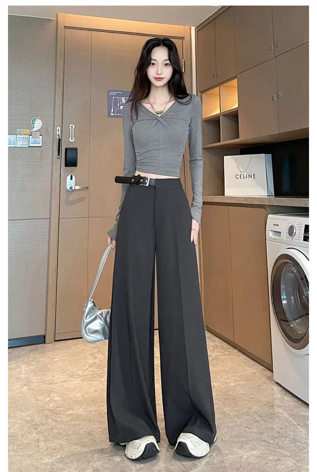 2025 Fall Old Money Style Wide-Leg Trousers Detail