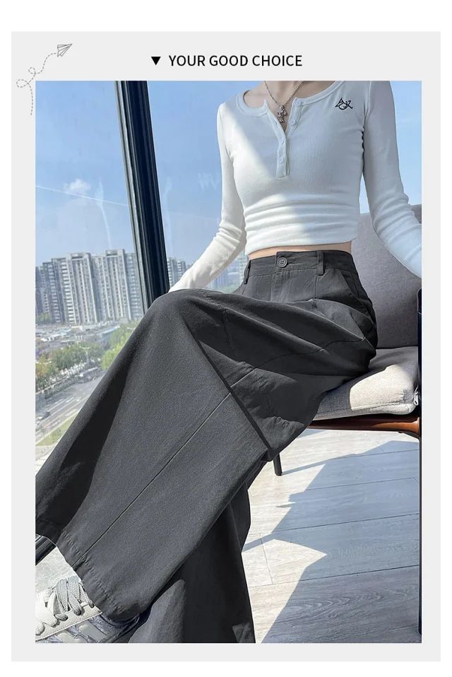 2025 Early Fall Korean Wide - leg Pants Detail
