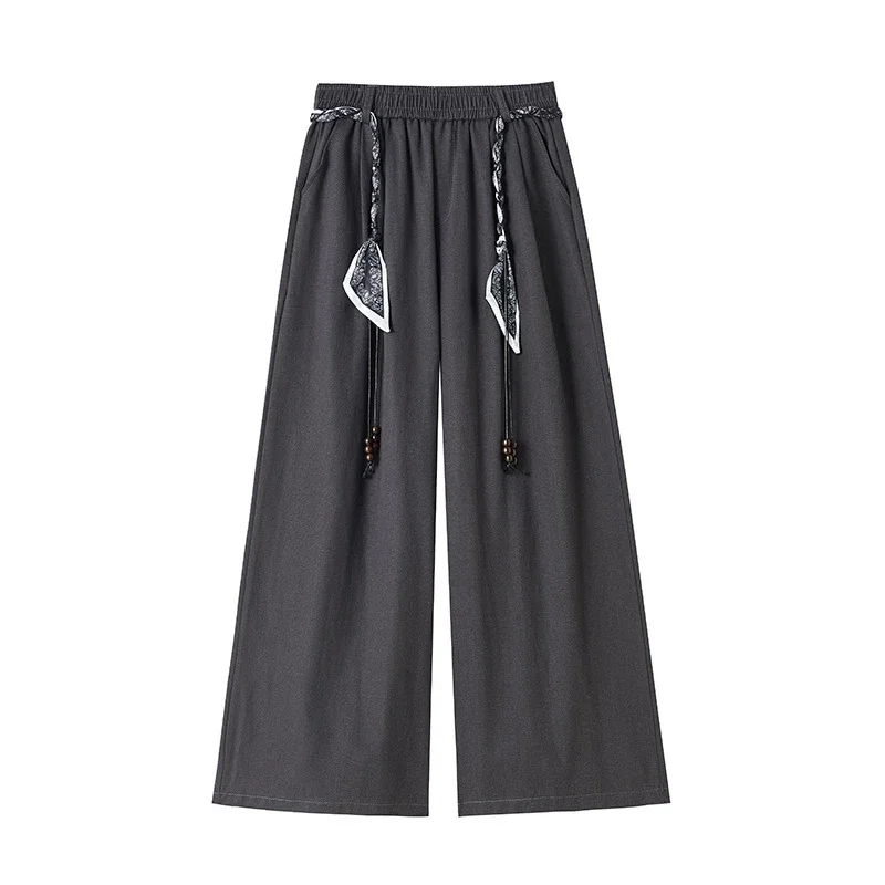 2025 Early Fall Korean-style Wide-leg Pants with Scarf