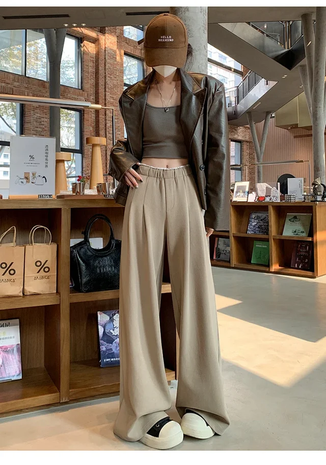 Navy Wide-Leg Pants for Women Detail