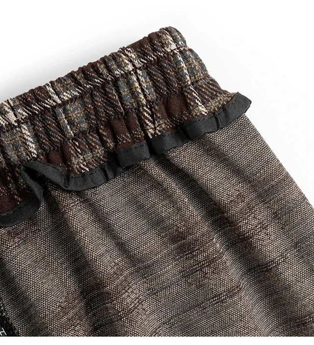 2025 Spring Maillard Plaid Wide-Leg Pants Detail