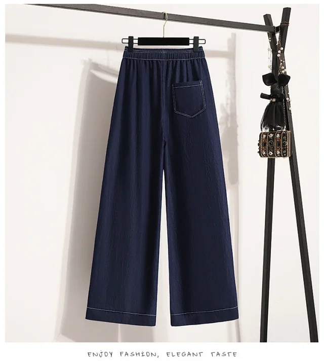 2025 Spring/Fall Lyocell Denim-Look Wide-Leg Pants for Women Detail