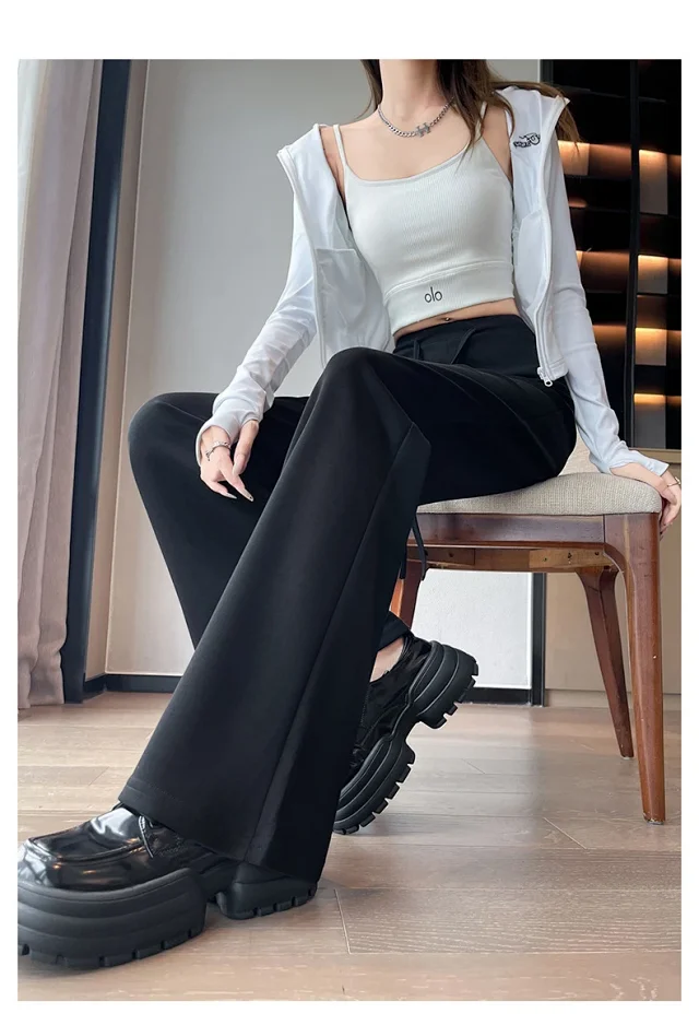 2025 Early Autumn Air Cotton Flared Pants Detail