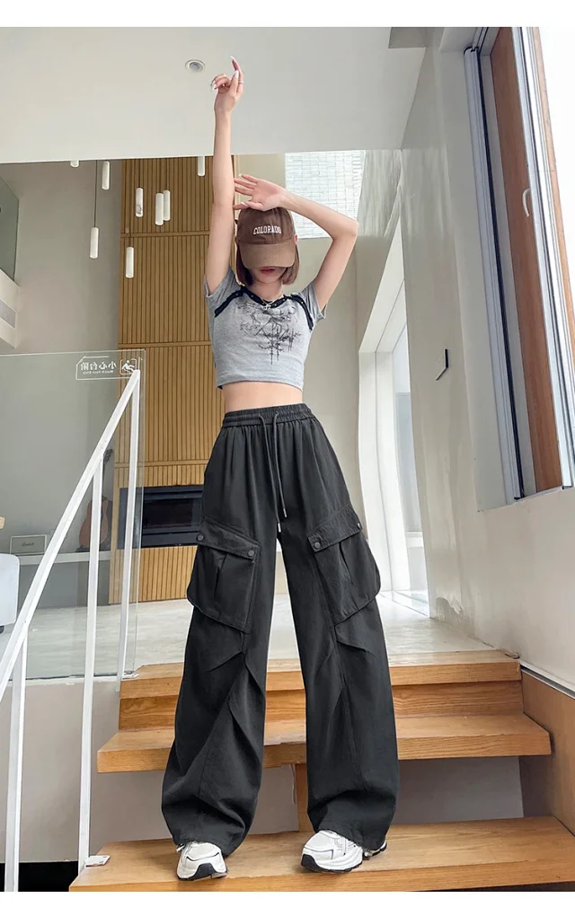 2025 Fall Women's Cargo Pants (High - waist Wide - leg) Detail