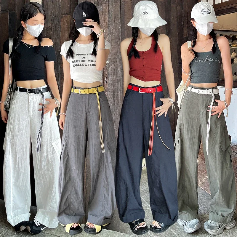 American Style High-Waist Cargo Pants for Women