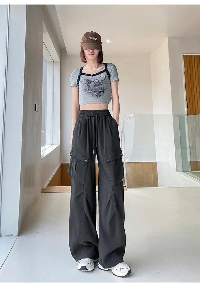 2025 Fall Women's Cargo Pants (High - waist Wide - leg) Detail