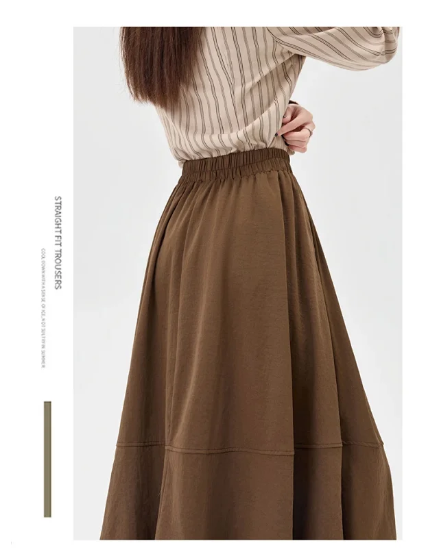 2025 Fall Korean High - Waist A - Line Lantern Midi Skirt Detail