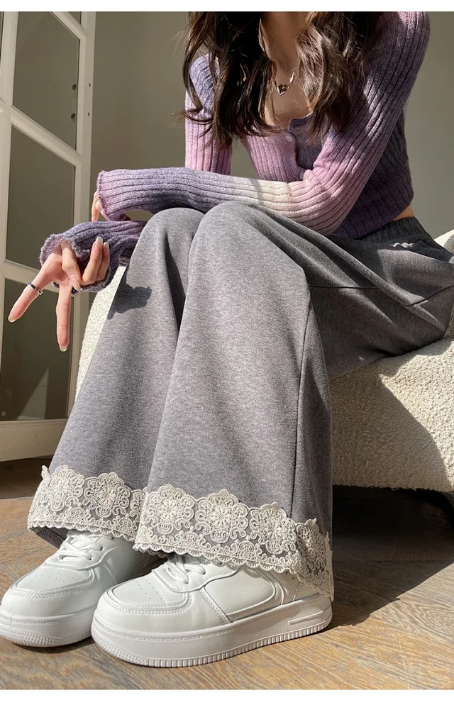Autumn New Lace Wide-Leg Pants for Women Detail