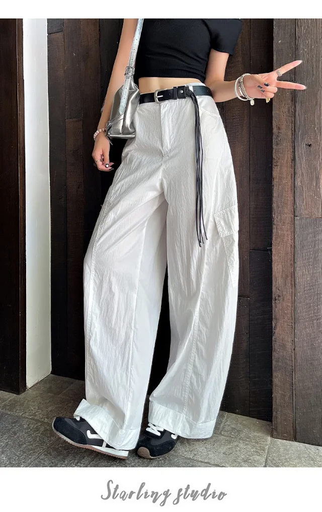 American Style High-Waist Cargo Pants for Women Detail