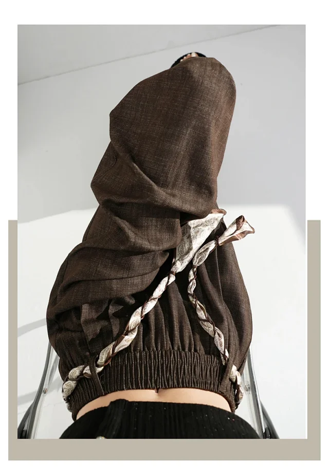 Women's 2025 Early Autumn Silk Scarf Tie Wide-Leg Pants Detail