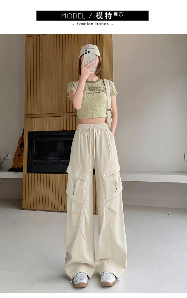 2025 Fall Women's Cargo Pants (High - waist Wide - leg) Detail