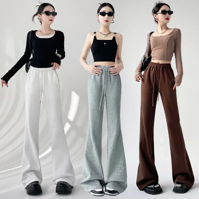 2025 Fall Women's Maillard Horseshoe Pants - High-Waisted, Slimming, American Micro-Flare Long Pants