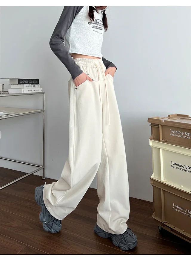 2025 New Fall Banana Pants for Petite Women - Cream High - Waist Wide - Leg Detail