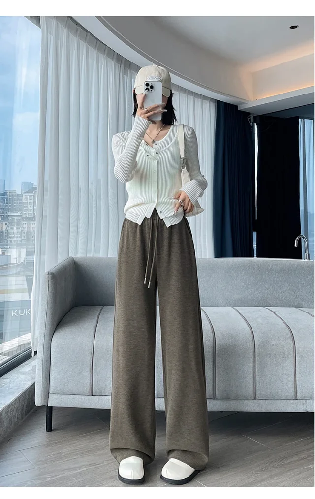 2025 Women's Cashmere Wide-Leg Pants Detail