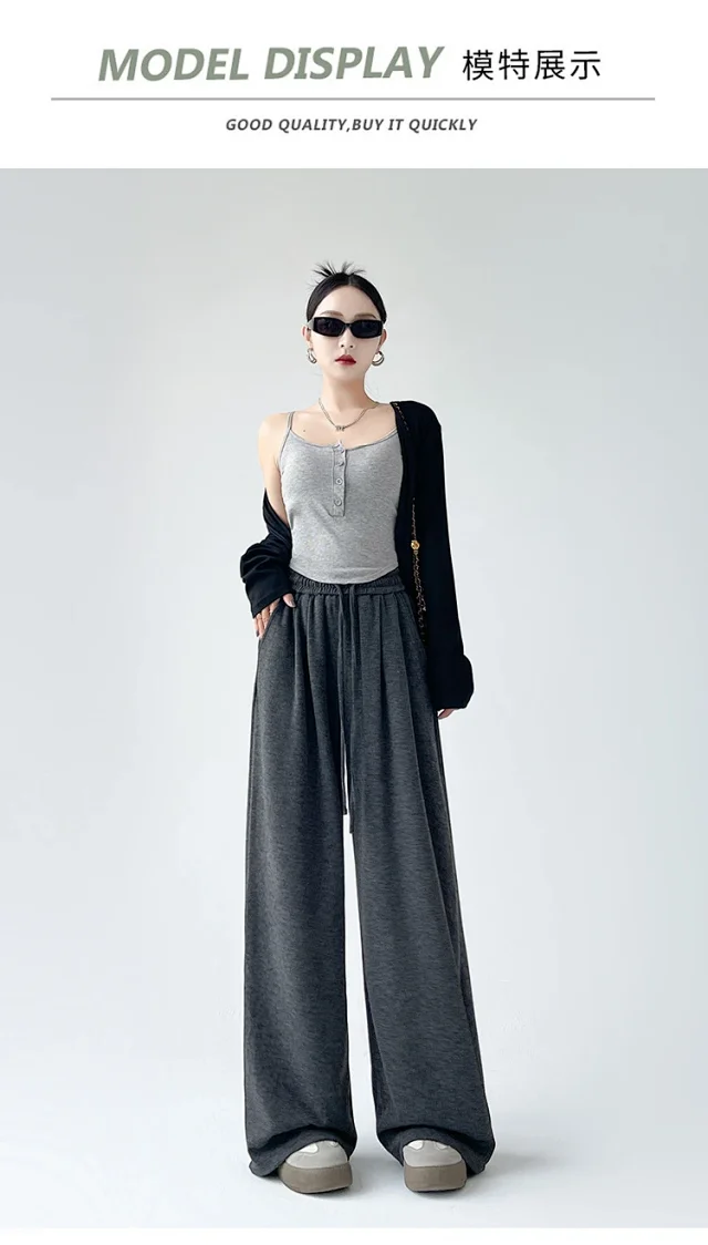 Sheep Cashmere Loose Wide-leg Pants Detail