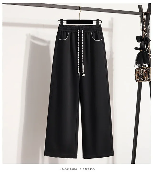 2025 Fall New Women's High - Waist Wide - Leg Sport Pants Detail
