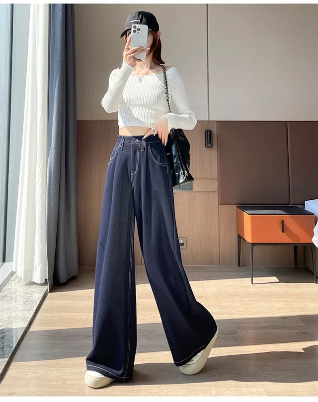 Women's Soft Denim Wide-Leg Pants Detail