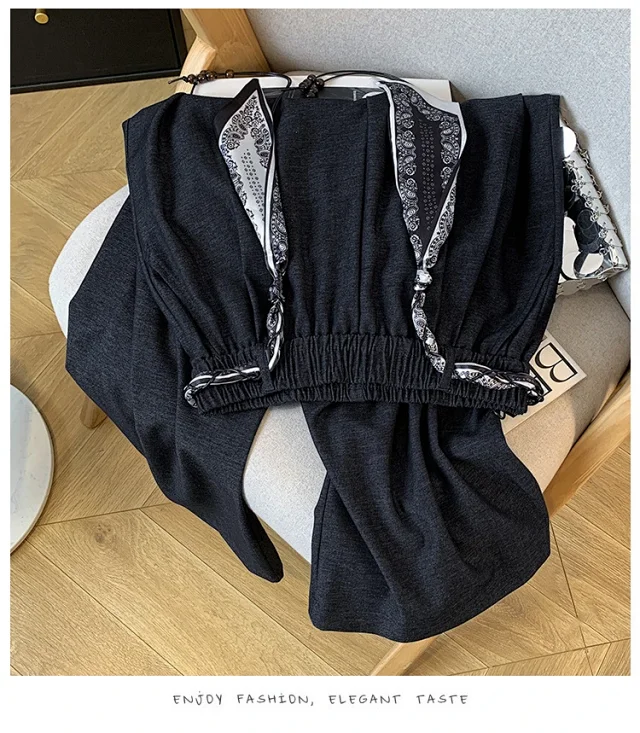 2025 Fall New Loose Scarf Belt Wide-leg Pants Detail