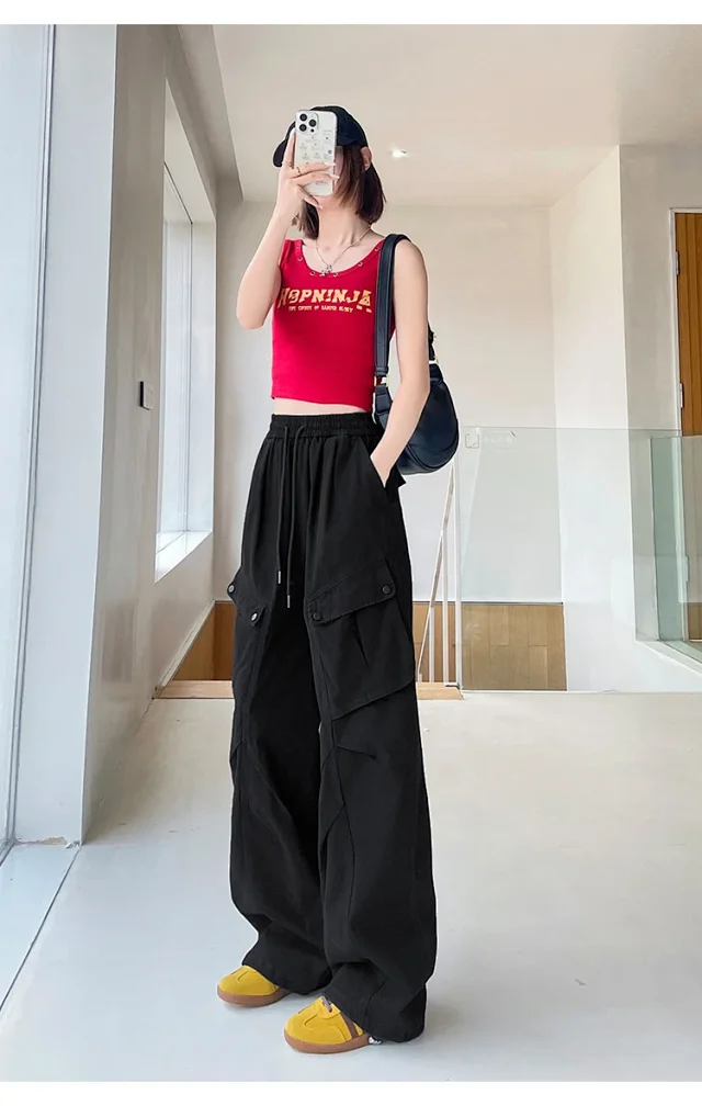 2025 Fall Women's Cargo Pants (High - waist Wide - leg) Detail