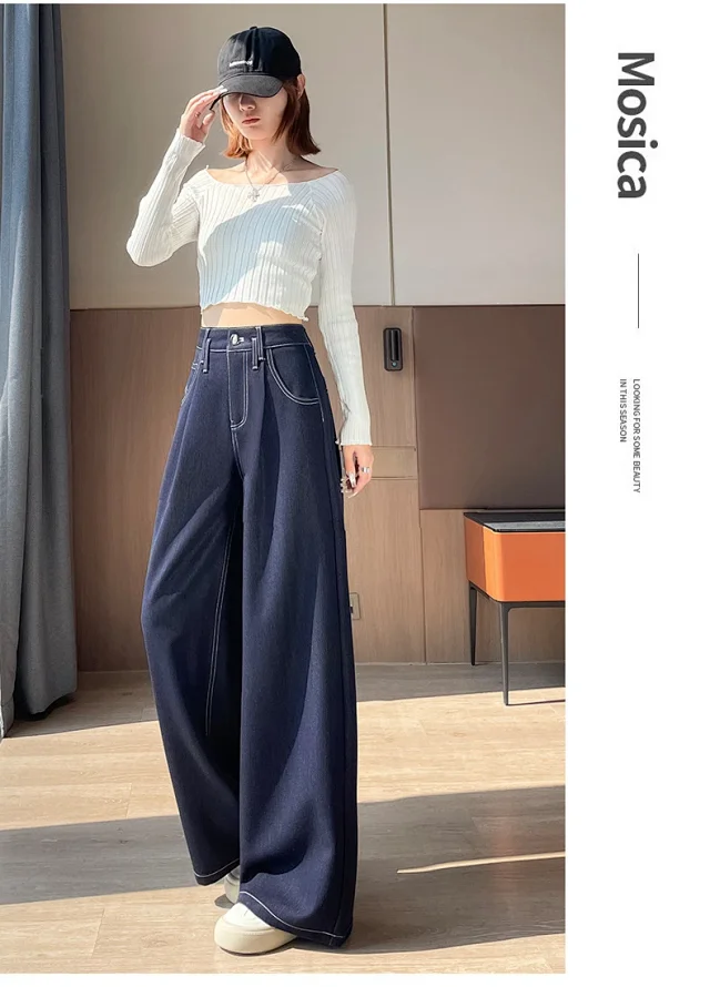 Women's Soft Denim Wide-Leg Pants Detail