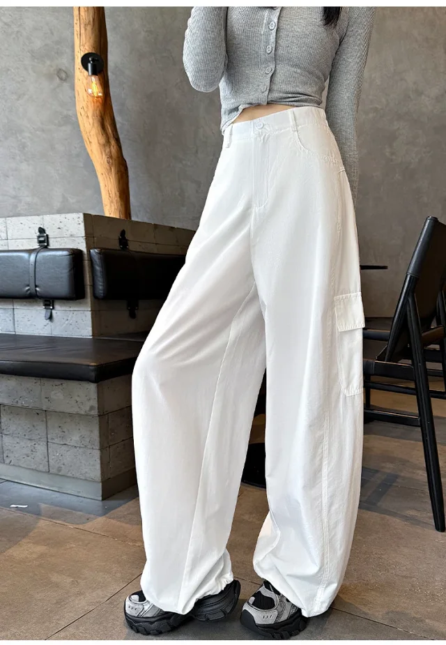 2025 Women's High-Waist Baggy Wide-Leg Cargo Pants Detail