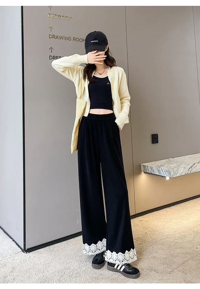 Autumn New Lace Wide-Leg Pants for Women Detail