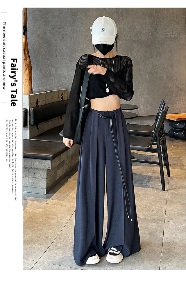 2025 Fall New Arrival: High-Waisted Wide-Leg Trousers for Women Detail
