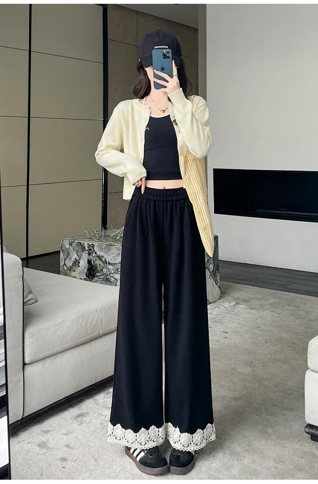 Autumn New Lace Wide-Leg Pants for Women Detail