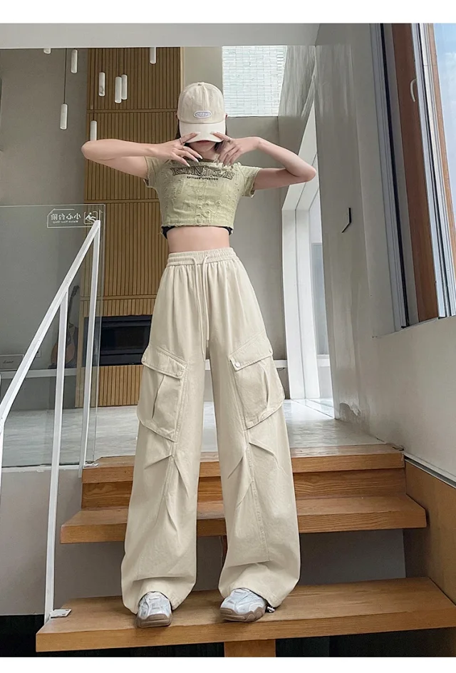 2025 Fall Women's Cargo Pants (High - waist Wide - leg) Detail