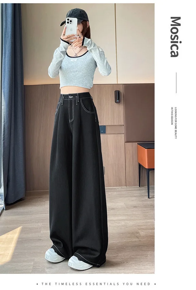 Women's Soft Denim Wide-Leg Pants Detail