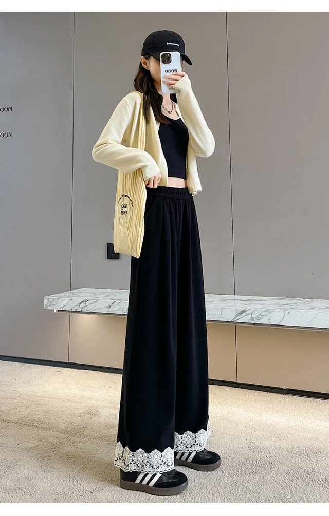 Autumn New Lace Wide-Leg Pants for Women Detail