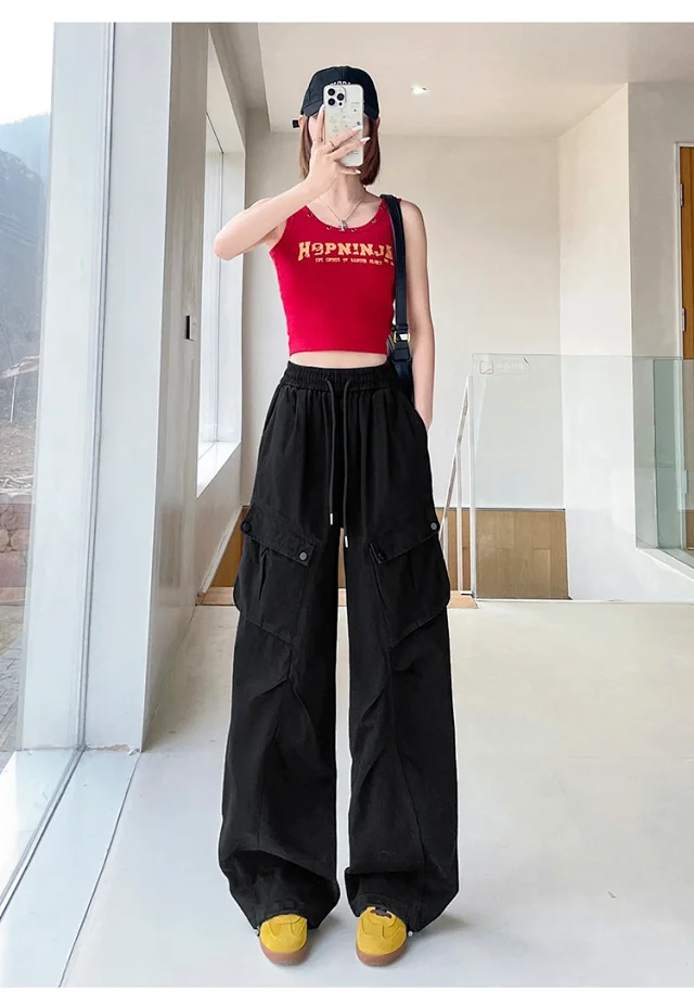 2025 Fall Women's Cargo Pants (High - waist Wide - leg) Detail