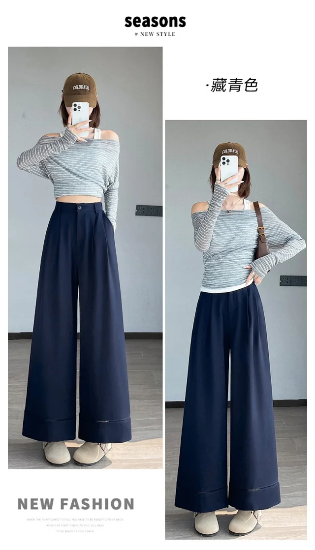 2025 Fall Women's Washable Cotton Hollow Wide - leg Pants Detail
