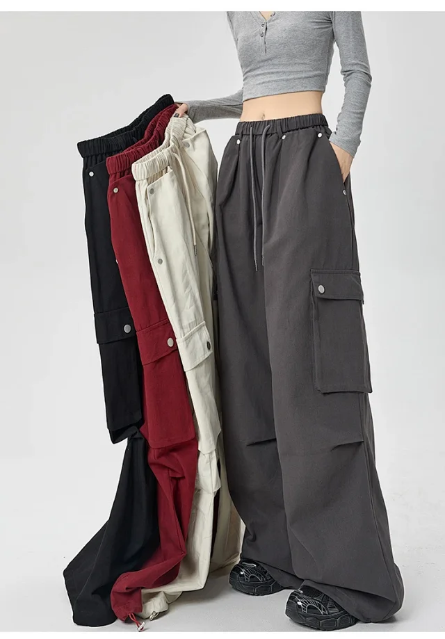 2025 Fall Women's American Streetwear Straight Cargo Pants Detail