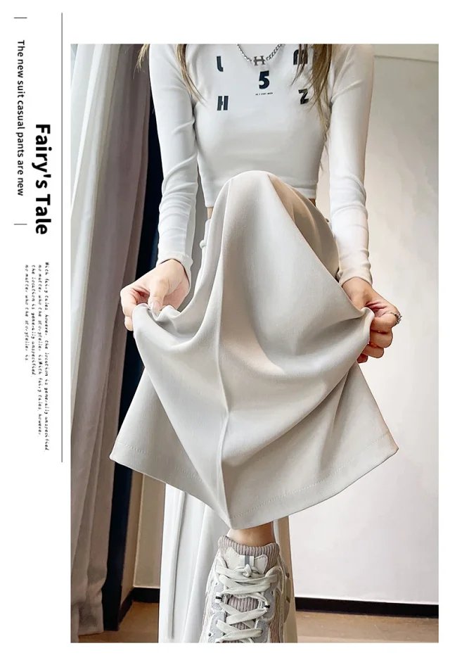 Ice Silk Drawstring Wide-Leg Pants Detail
