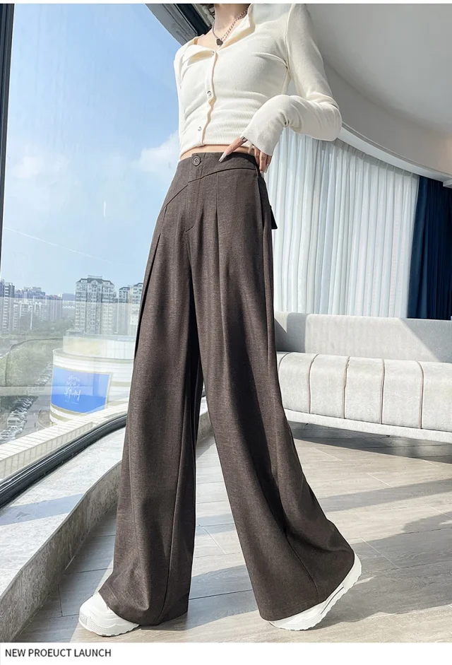 Old Money Style Denim Wide-Leg Pants 2025 Fall Detail