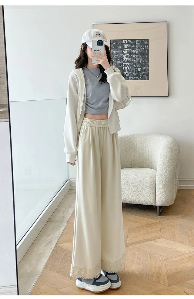 Autumn New Lace Wide-Leg Pants for Women Detail