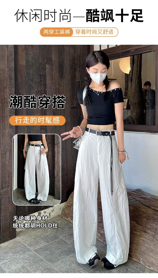 American Style High-Waist Cargo Pants for Women Detail