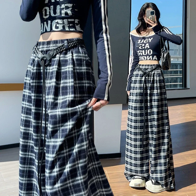 2025 Women's Plaid Wide-Leg Pants