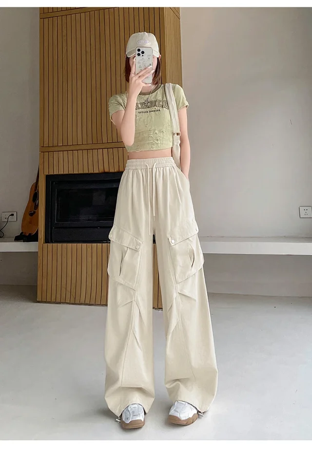 2025 Fall Women's Cargo Pants (High - waist Wide - leg) Detail