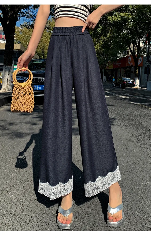 Women's 2025 Spring Lace Wide-leg Pants Detail