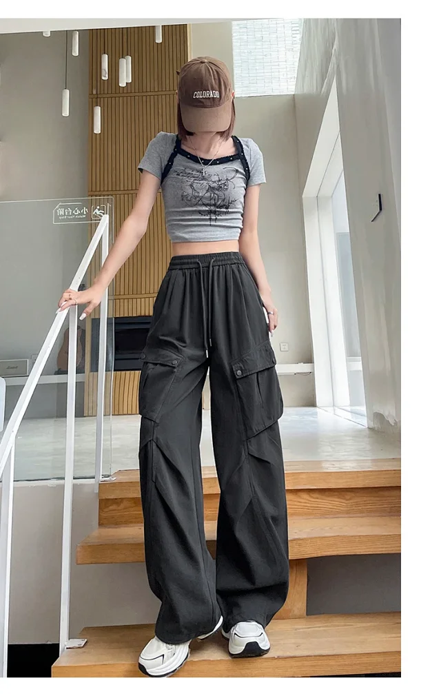2025 Fall Women's Cargo Pants (High - waist Wide - leg) Detail